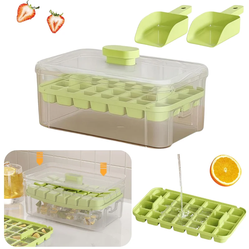 28 Grid Ice Cube Maker Mold With Shovel Large Capacity Easy To Take Off Ice Cube Maker Food Grade Pressing Refrigerator Ice Tray