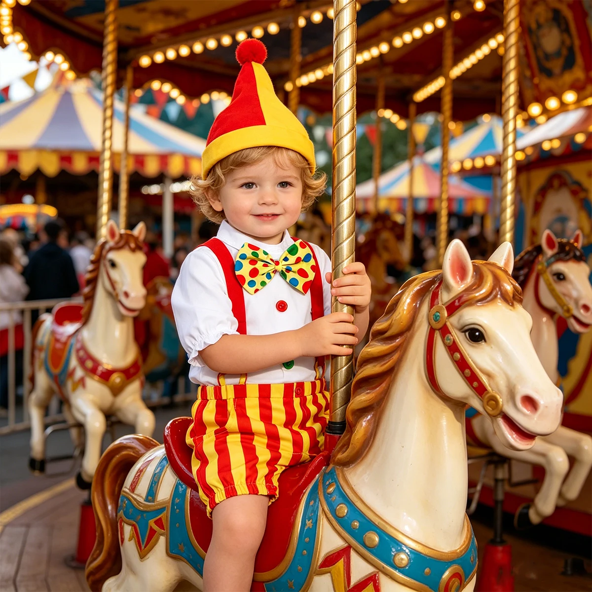 Baby Boys Clothing Mardi Gras Romper Infant Circus Clown Cosplay Clothes Carnival Halloween Jumpsuits 1st Birthday Outfit Hat