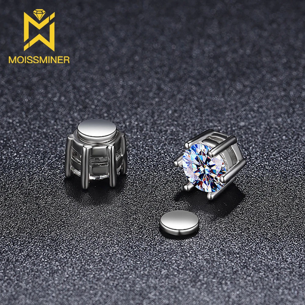 Magnet Moissanite Earrings For Women S925 Silver Ear Studs Men Earrings Jewelry Pass Tester Free Shipping With GRA