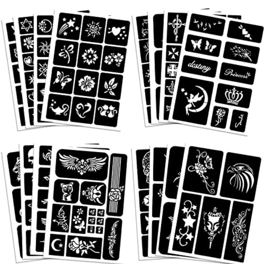 

Tattoo Stencils for and Adults 16 Sheets Henna Kit with Small and Big Designs for Real Tattoos Perfect for Parties Events and C