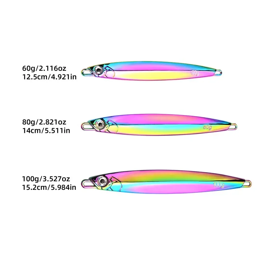 60g 80g 100g Saltwater Metal Jig Lure Long Cast Bait Pesca Shore Jigs Jigging Sinking Sea Fishing Lure For Saltwater Sea