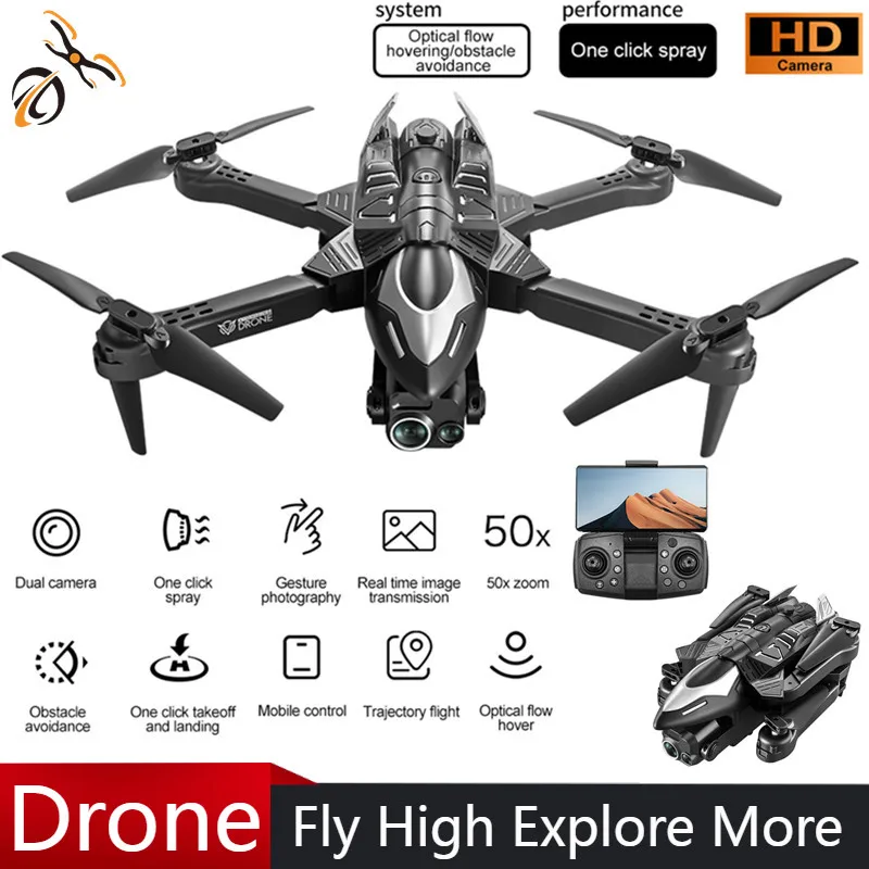 

V82 Drone Profissional 4k Dual Lens HD Aerial Photography Obstacle Avoidance Aircrat Spray Remote Control Aircraft Birthday Toys