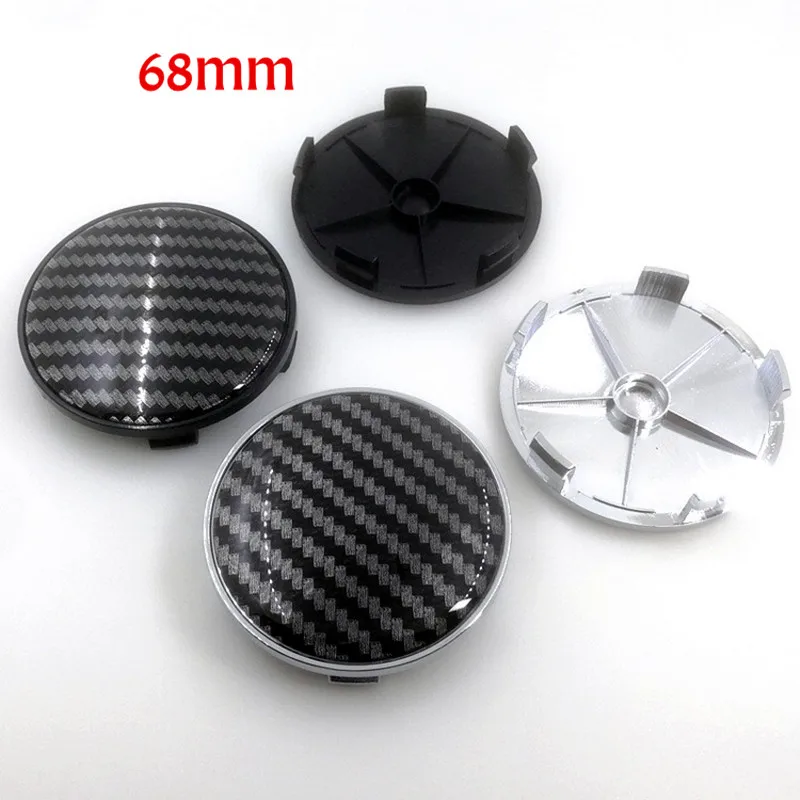 

4Pcs 68mm 3D Carbon Fiber Veins Sticker Wheel Center Cap Rim Center Hub Cup Caps Cover Car Styling Accessories