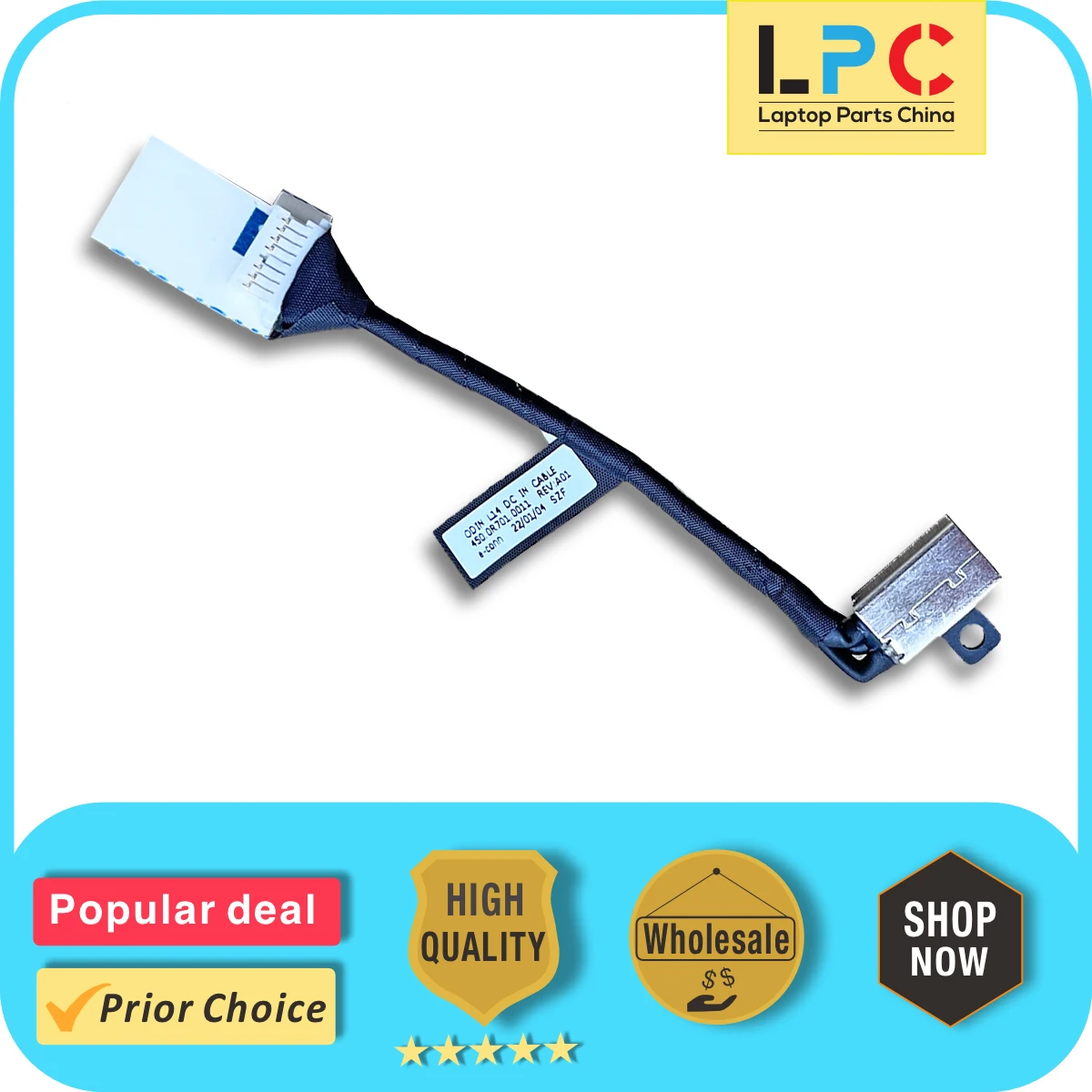 

For Dell Latitude L14 3435 450.0R701.0011 DC Power Jack Charging Port Socket Connector with Cable