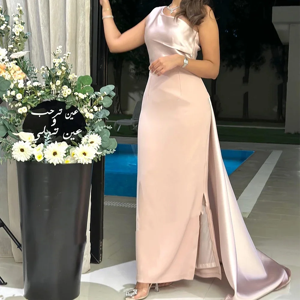 Muloong One-shoulder Sweep Train Women Elegant And Pretty Luxury Prom Dress