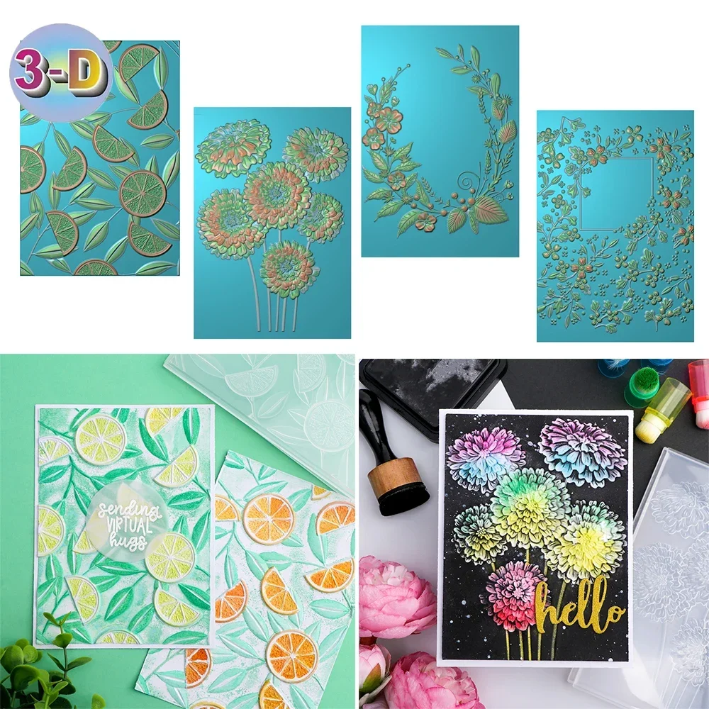 3D Embossing Folder Blooming Flowers Lemon Tree Leaf Garden Background For Adding Textured Detail To Paper Crafting Project