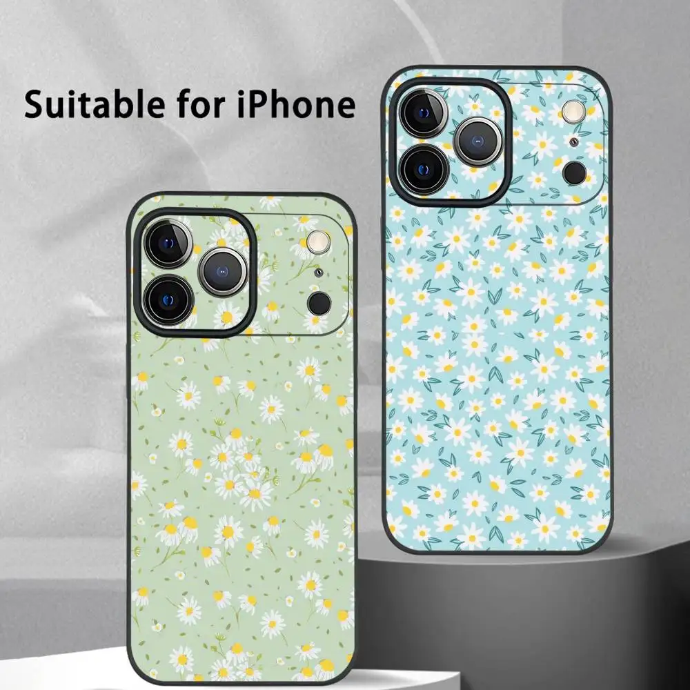 

Fruit Green Floral Fragments Phone Case For IPhone 17 16 15 14 13 12 11 Pro Max Plus Mini Black Frosted Soft Shell Funda