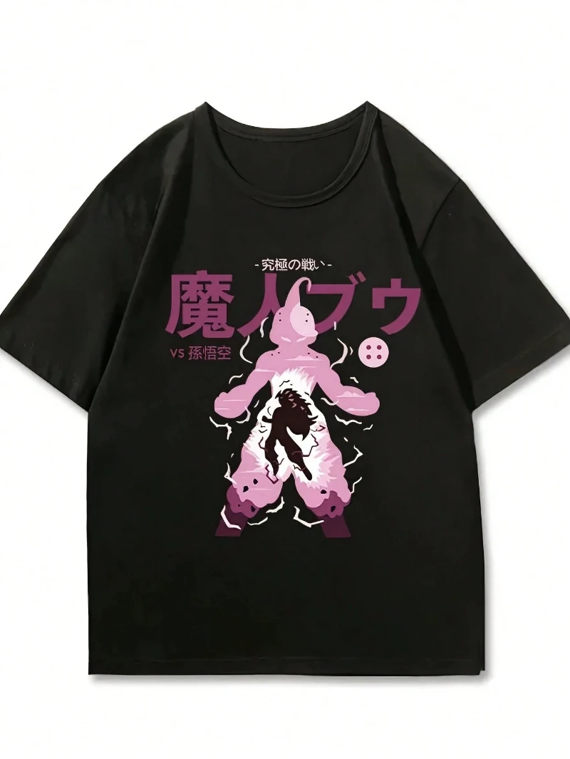 Camiseta de manga corta japonesa de Anime Devil Boo, ropa de media manga de Dragon Ball de verano para hombre, camisa con patrón de Anime para mujer