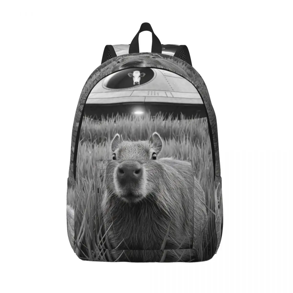

Capybara And Cow Abduction, Alien Abduction Backpacks Bookbag Shoulder Bag Portability Travel Rucksack Students School Bags