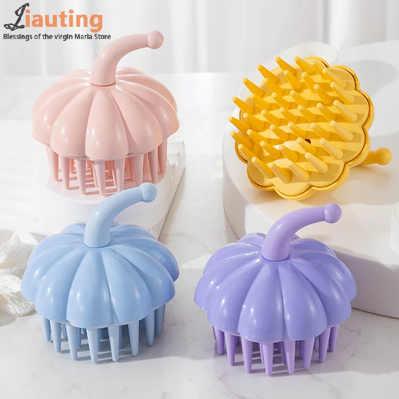 

1 Pcs Pumpkin Shape Shampoo Head Scalp Massage Brush Silicone Body Brush Hair Washing Comb Bath SPA Shower Massage Hair Brush