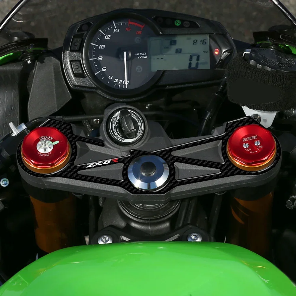 3D Carbon Fiber Triple Tree Yoke Cover Protector for Kawasaki ZX6R ZX-6R ZX 636 2012-2016 Tank Pad Motorcycle Accessories view 2
