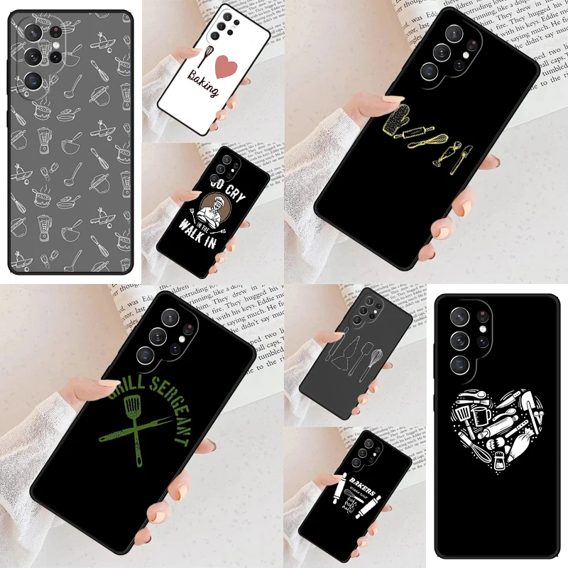 Baking Cooking Utensils Chef baker Phone Case For Samsung Galaxy S24 S23 S22 S21 Ultra S10 Note 10 Pro S20 Plus FE S9 S8 Cover