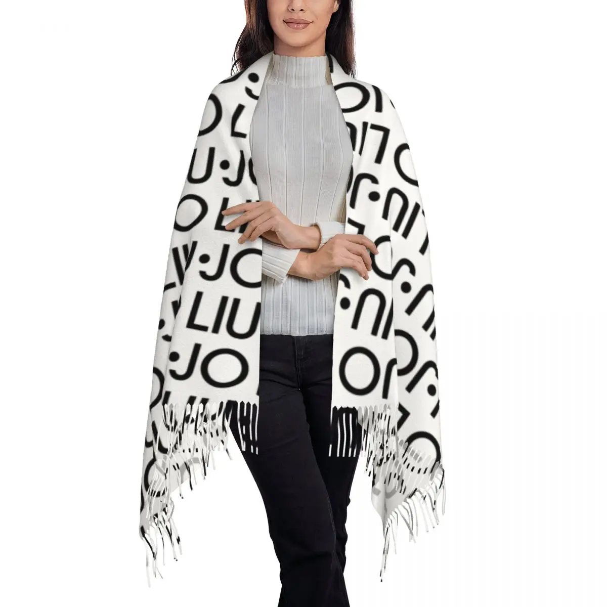 Liu Jo Women Scarf for Fall Winter Luxury Pashmina Shawl Wrap Long Scarves with Tassel Lightweight