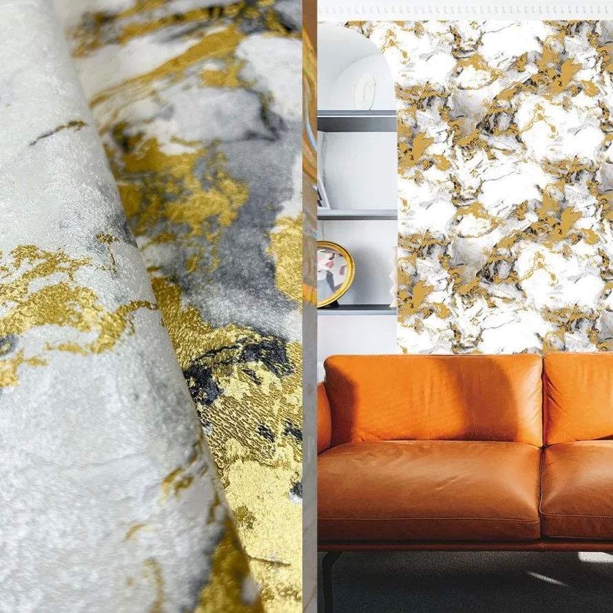 3D خمر الرخام نمط غرفة المعيشة خلفية خلفية فندق مطعم شركة الاستقبال فو اليشم ورق الحائط الصانع #4