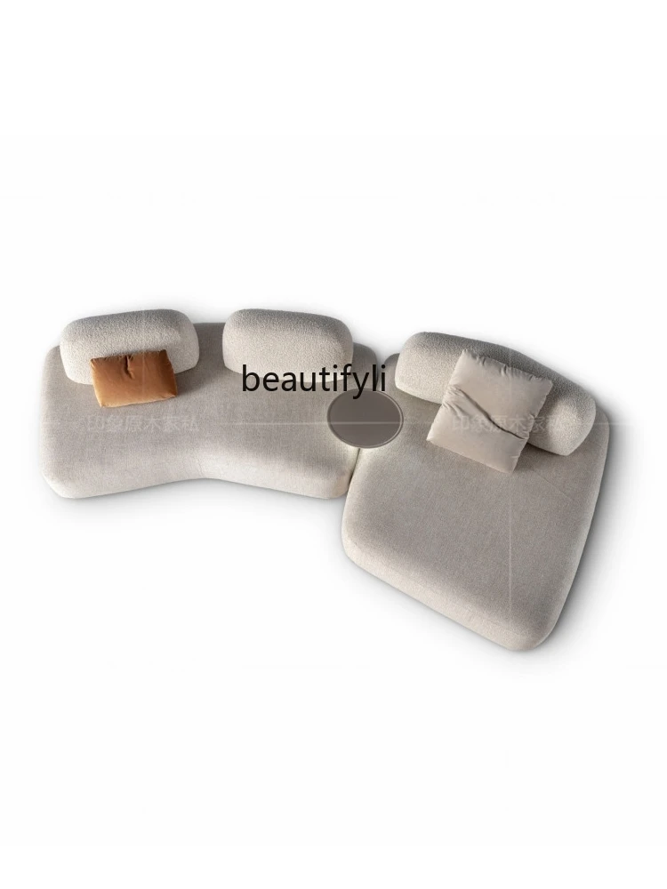 

Italian Minimalist Large Flat Villa Living Room Studio B & B Activity Backrest Straight Corner Combination Fabric Sofa