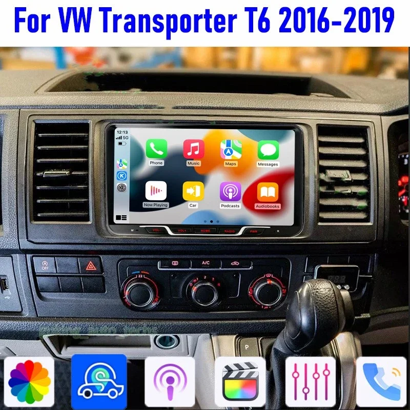 Android 15 9inch Autoradio Multimedia Video Player For VW Transporter T6 2016-2019 Car Stereo Radio 8GB+128GB FM Rear Camera