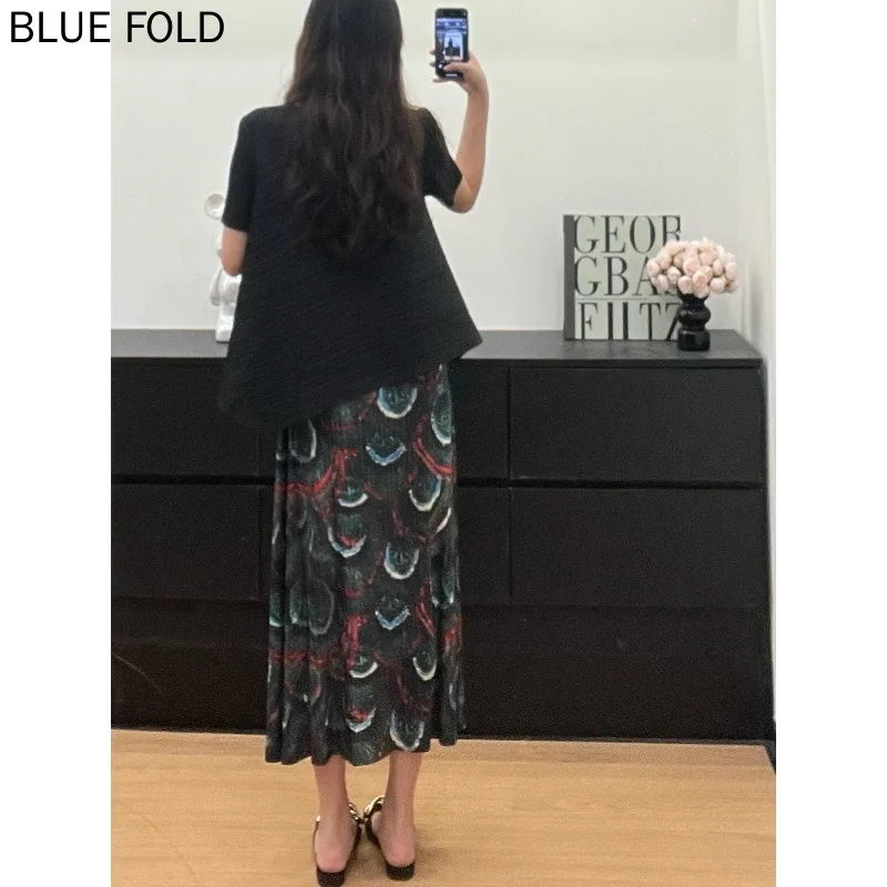 รูปแบบเรขาคณิตผู้หญิงกระโปรง 2025 ฤดูร้อนใหม่เอวสูงสบายๆหลวมพลัสขนาดการออกแบบกลางแจ้ง Travel Essential หญิงกระโปรง