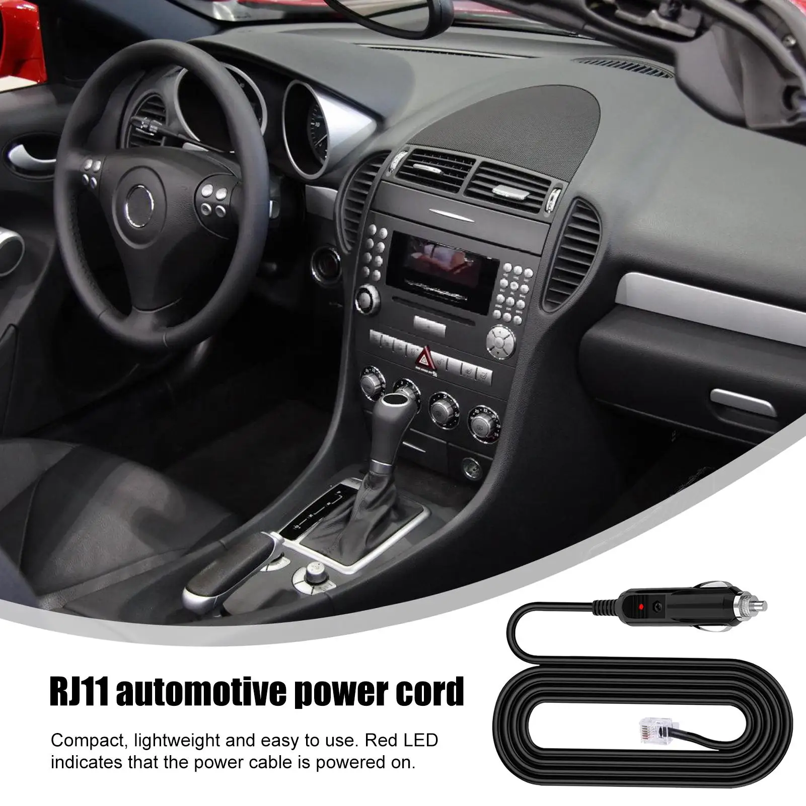 RJ11 car power cable RJ11 Car Radar Detector Adapter Cable driving recorder step down cable Replacement Connecting Cables