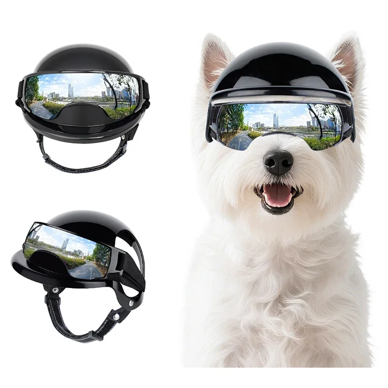 

Dog Goggles with Helmet for Small Dogs Punk Style Doggy Helmet Sunglasses Set Small Dogs Outdoor Driving Walking Dog accessories