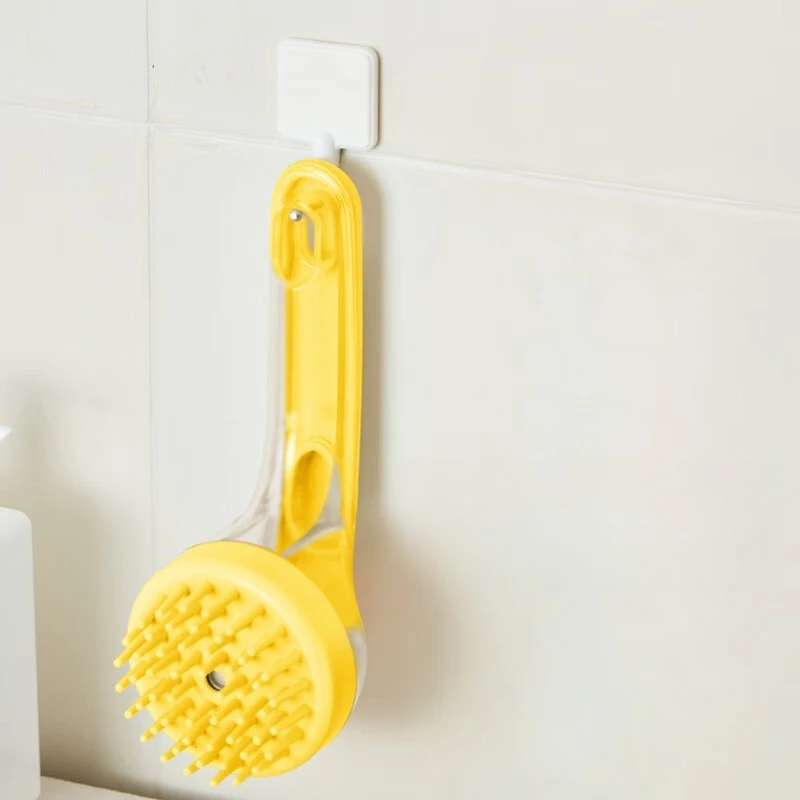 2025年新型 2-in-1 犬用バスブラシ（シャンプーディスペンサー内蔵）、ワンクリックで泡立ち、ペット用洗浄＆マッサージグルーミングツール（犬猫用）