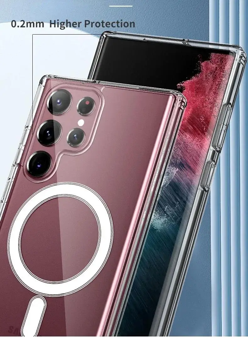 Modische Transparente Magnetische Hülle für Magsafe Kabelloses Laden für Samsung Galaxy S25 S24 S23 S22 S21 S20 Plus FE Ultra Sturzsichere Hüllen – Detail 11