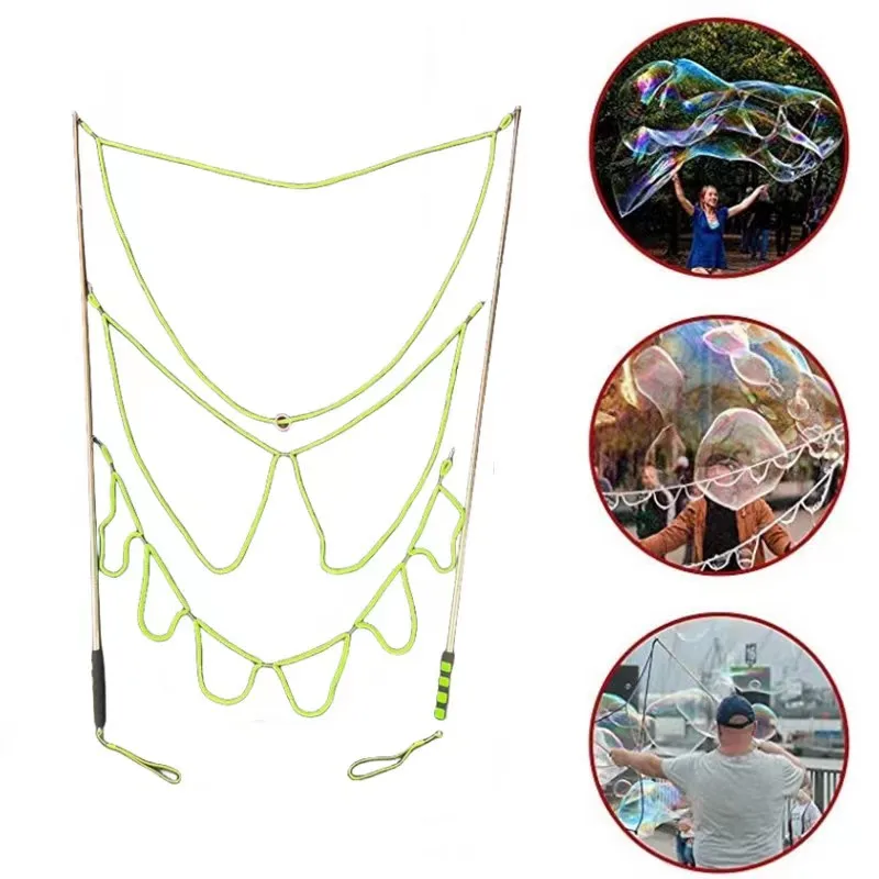 Stylowa różdżka do robienia baniek mydlanych ze stali nierdzewnej, teleskopowa, idealna na przyjęcia i aktywności na świeżym powietrzu dla dzieci.