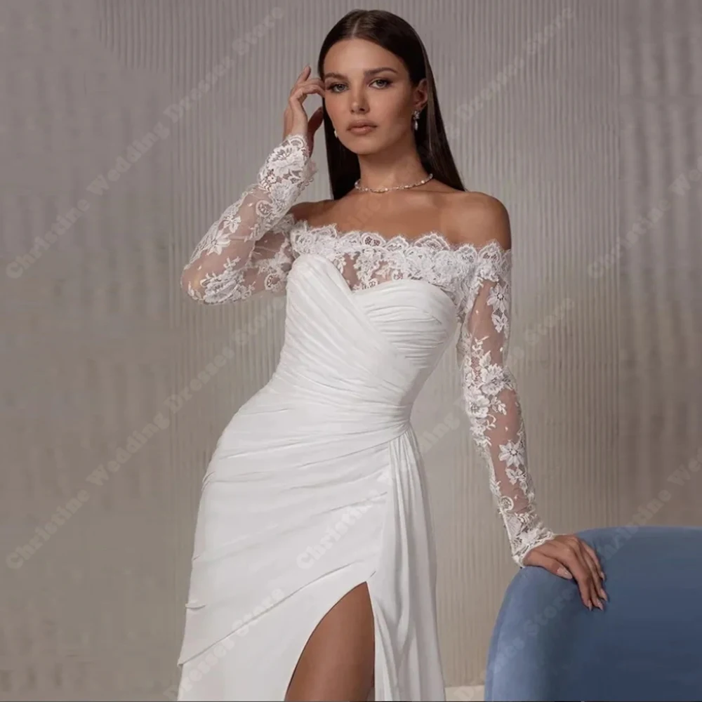 Robes De mariée fascinantes pour femmes, épaules dénudées, avec des Appliques en dentelle, longueur De nettoyage, robes De bal personnalisées