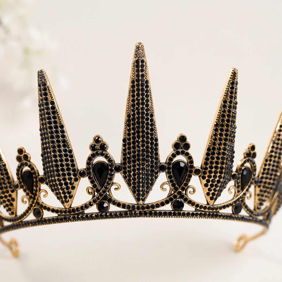Baroque Black Silver Color Crystal Rhinestone Tiaras And Crowns For Women Bride Halloween Party Hair Accessories image 4