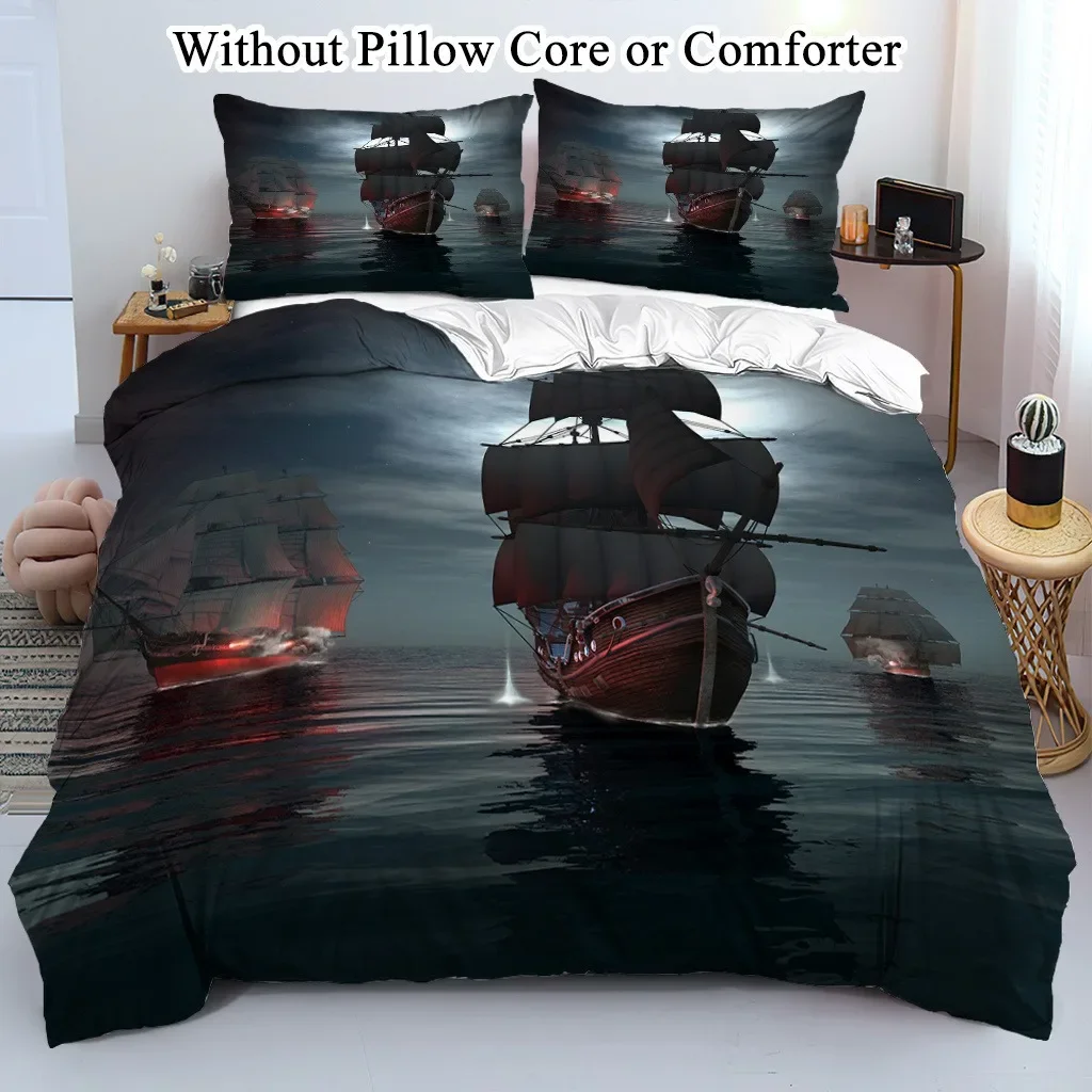 

Sailboat Soft Polyester Duvet Cover Set with Pillowcase for Bedroom Decor - Quilt Cover Gift for Birthday Halloween