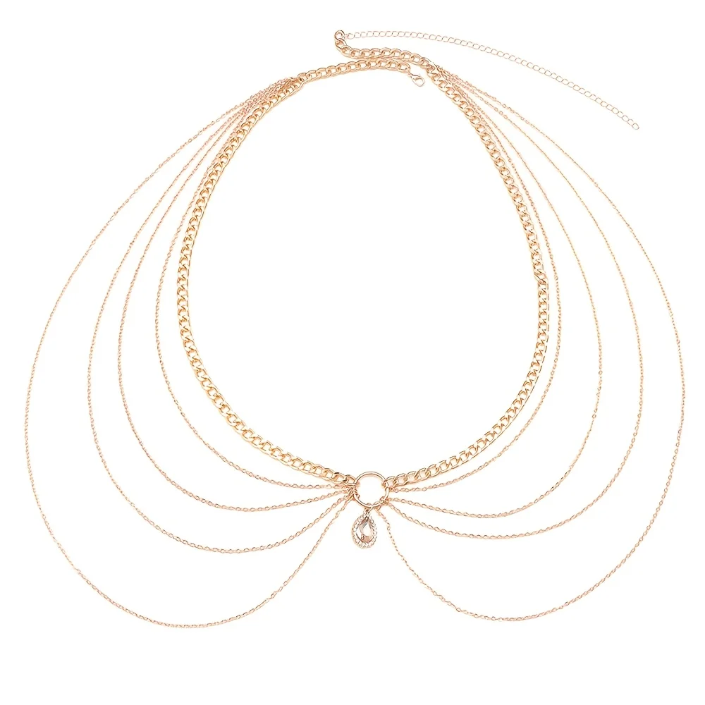 Multi-Layer Metallic Waist Belt with Teardrop Charms for Women, Elegant Waist Drape, Versatile for Daily Wear, Banquets
