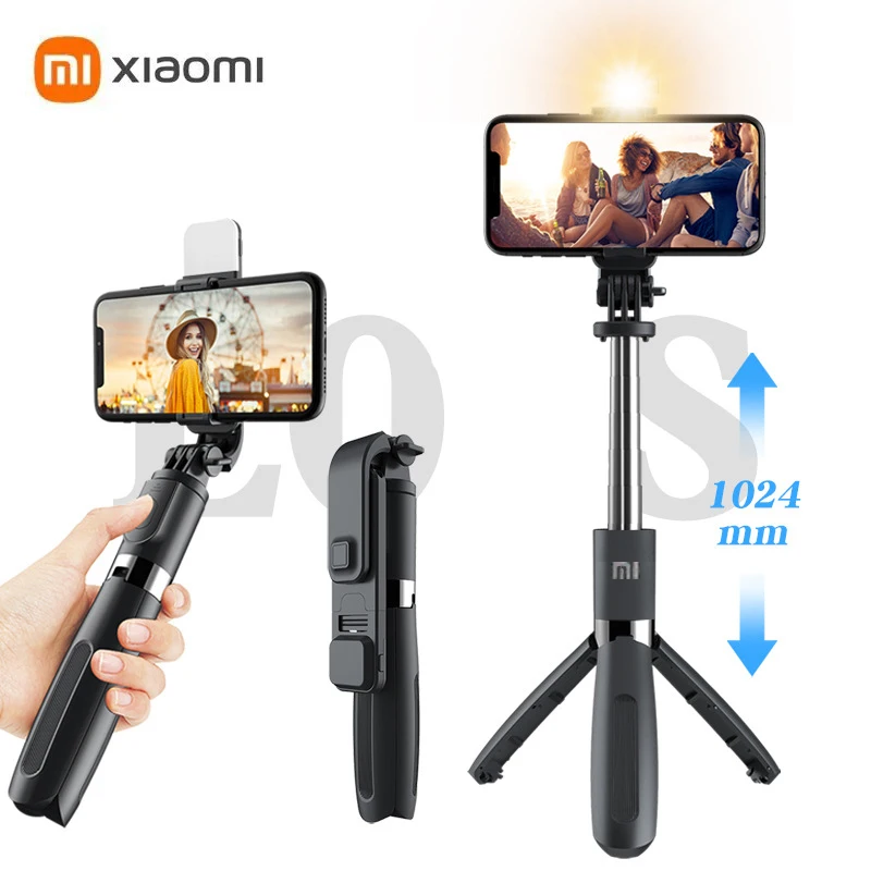 Xiaomi-Palo de Selfie inalámbrico, Compatible con Bluetooth, Mini trípode plegable para teléfono con luz de relleno, obturador, Control remoto