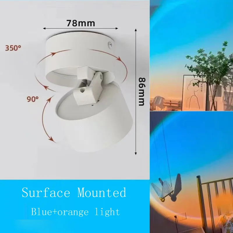 Led Downlight zonsondergang projectielamp inbouw spotlight slaapkamer woondecoratie wandoppervlak plafondmontage naar beneden licht regenboog plafondlamp spotjes led plafond inbouwspot led lampen