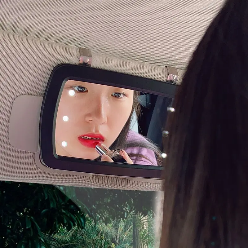 Car Visor Mirror Car Vanity Mirror Touch LED Light Car Vanity Beauty Decorative Mirror Co-pilot Interior