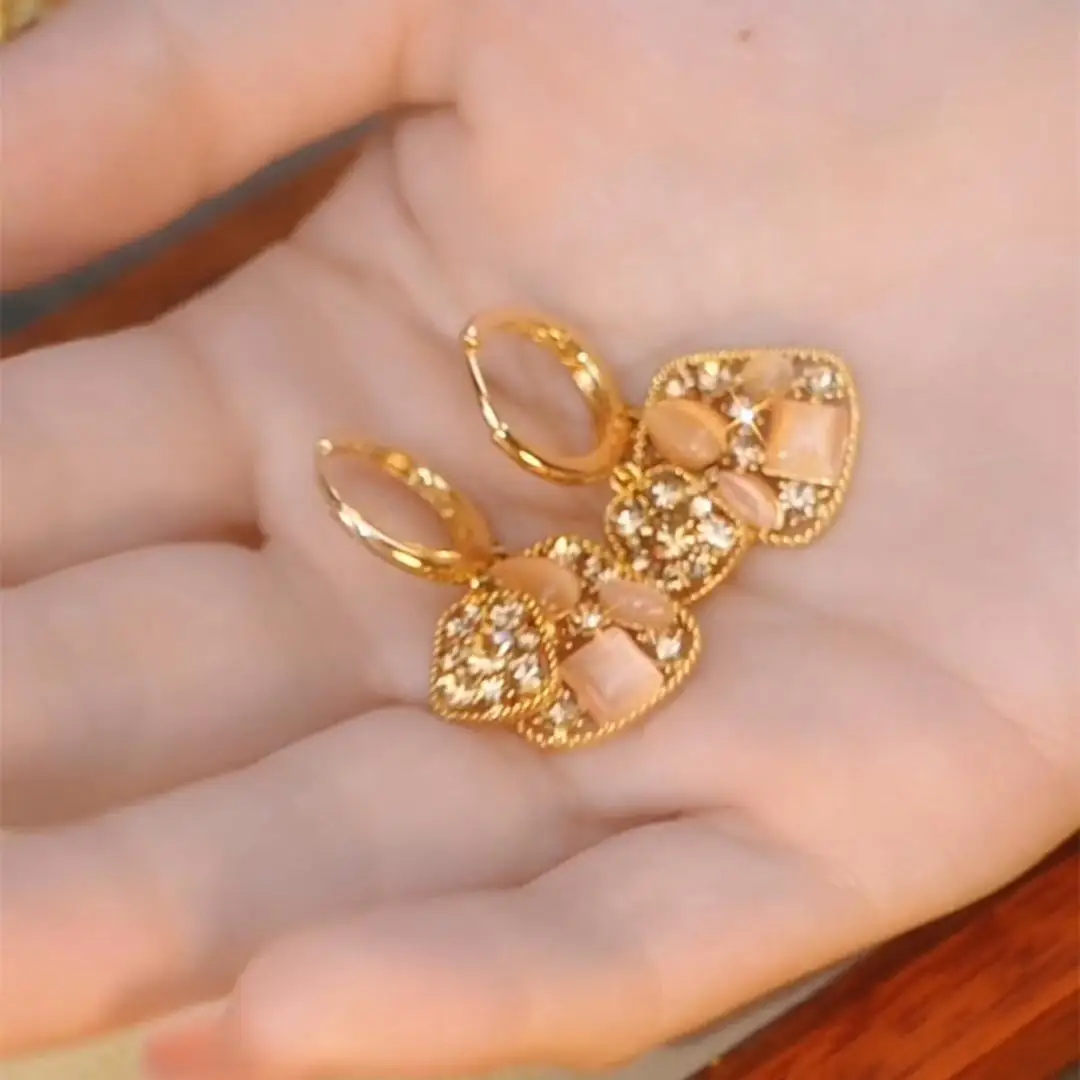 New model Sophistication Specialized and unique  Versatile Coffee color Double layer  Geometry Full diamond  Alloy Earrings