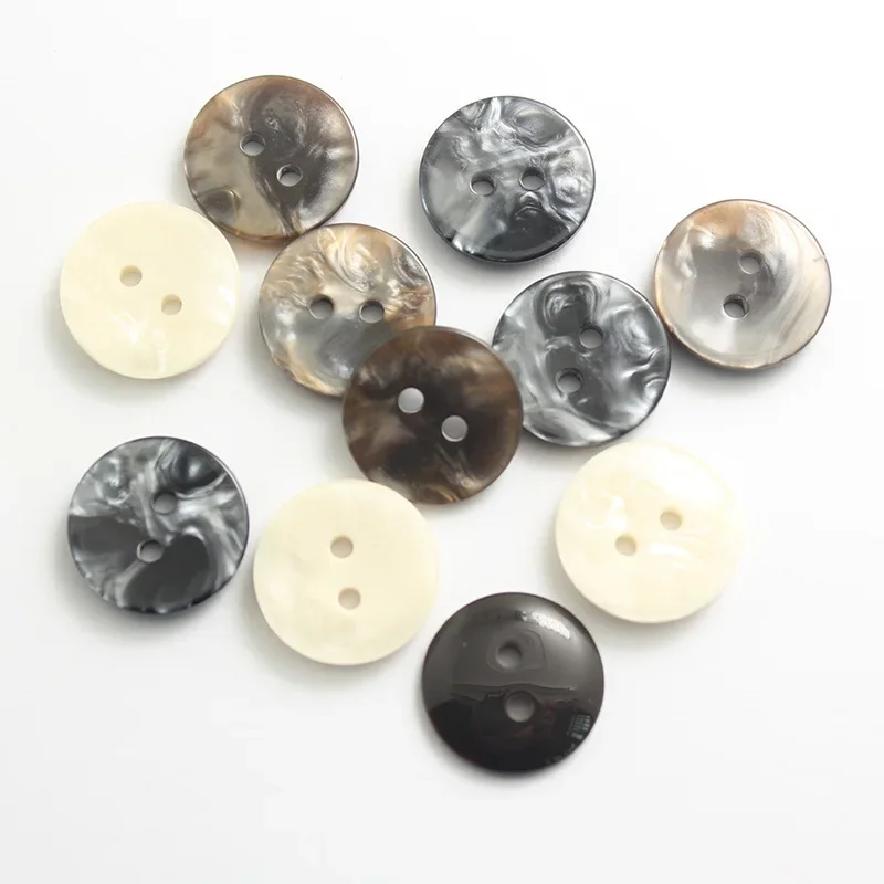 10PCS Imitation Shell Resin Buttons Two Eyes Slightly Concave Coat Shirt Sweater Button 11-25mm Scrapbooking Accessories