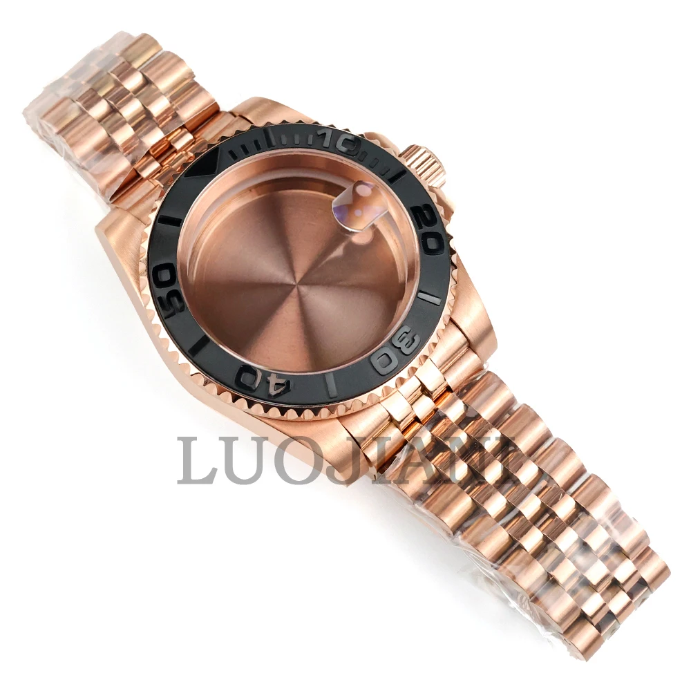 

40mm Rose Gold NH35 Watch Case For Seiko NH34 NH35 NH36 NH38 Movement Waterproof Jubilee/Oyster Bracelet Yacht-Master Case
