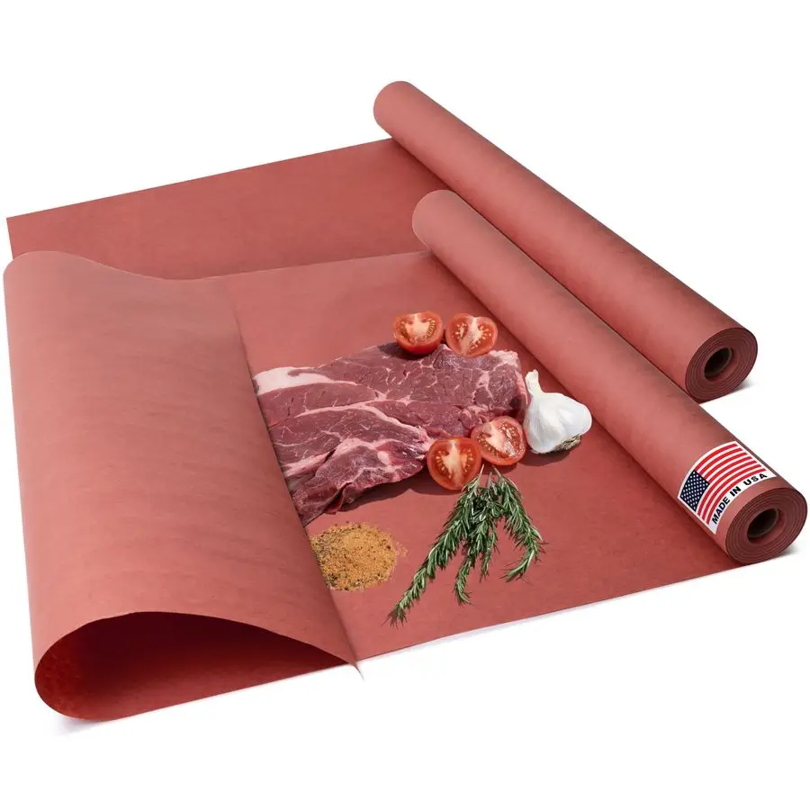 

24 x 100 Made in USA Pink Butcher Paper Roll Value Pack of 2 FoodGrade Peach Butcher Paper Perfect for BBQ, Smoking Meat, and Wr