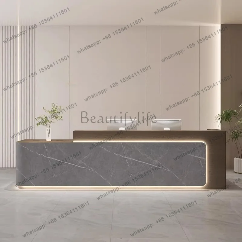LJY Executive Aesthetic Reception Desks Modern Company Simple Design Reception Desks Unique Luxury Mostrador Trendy Furniture