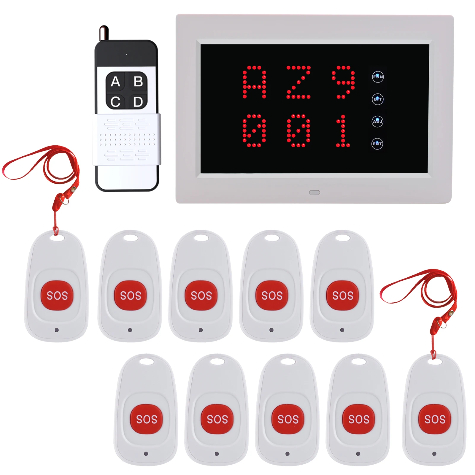 BYHUBYENG Wireless Hospital Nursing Home Waiter Calling Button System FM 433.92MHz 80m Range 10 Bells 3-digit Number Touch