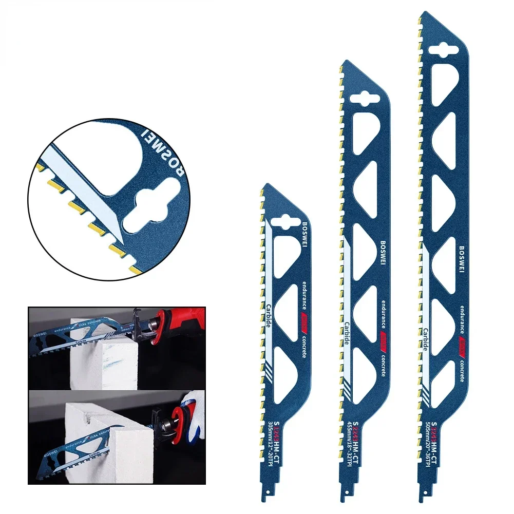 Tungsten Carbide Alloy Reciprocating Saw Blade Hard Alloy Saber Saw Aerated Cement Bricks Concrete Stone Demolition Cutting Tool