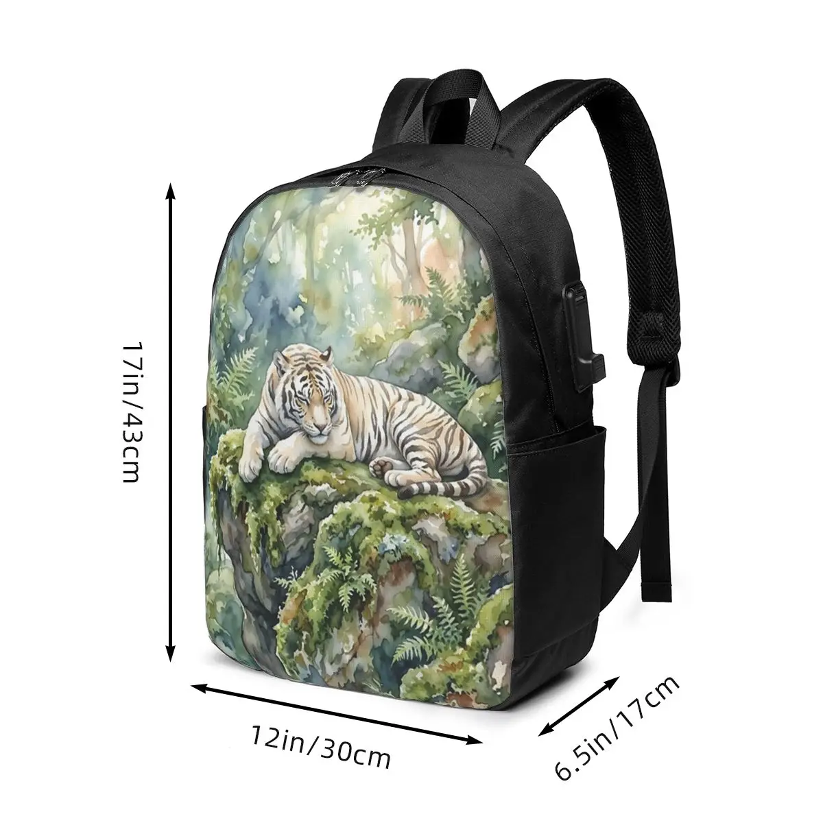 Tiger Lying In The Forest Pattern Backpack Travel Notebook Bag Computer College Student School Bag Laptop Shoulder Bags