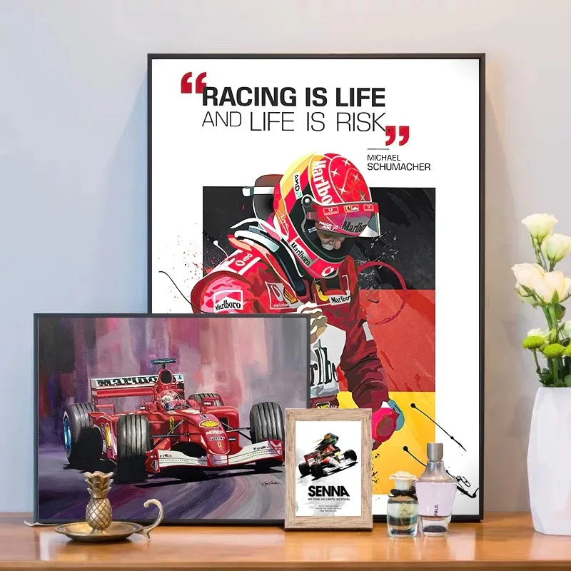 F1 World Champion Racer Ayrton Senna Graffiti Racing Formula 1 Poster Decorative Paintings Canvas Wall Art Pictures Home Decor