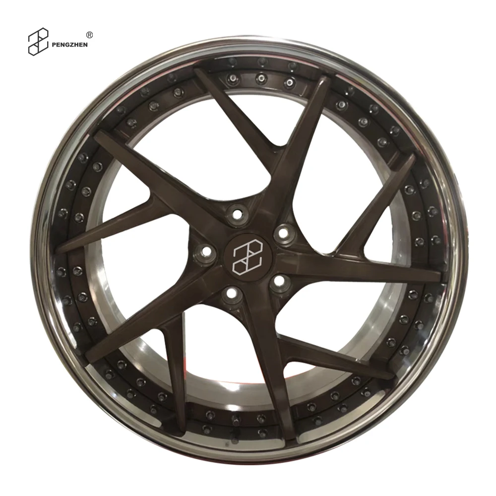 Two Piece Polished Lip Brushed Center 18 19 20 21Inch 5x112 Forged Alloy Car Wheels for B MW