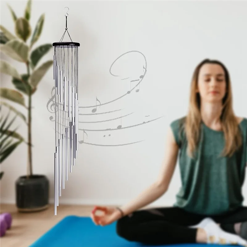 EDT-Wind Chime, Garden Chime 18 Silver Metal Tubes And Hooks For Patio Outdoor Decoration Home Decoration Durable Easy To Use