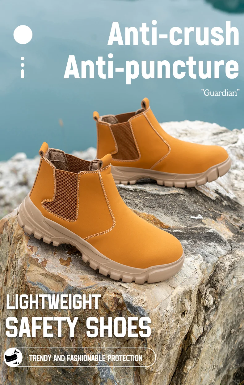 Wasserdichte Lederschuhe für Herren, rutschfeste, unzerstörbare Schutzstiefel, leichte Sicherheitsarbeitsschuhe für Herren, unzerstörbar – Detail 2