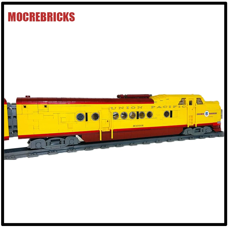Bloques de construcción MOC, tren ferroviario de ciudad UP M10005, locomotora diésel con Motor de potencia, modelo de ensamblaje, ladrillos, juguetes para niños
