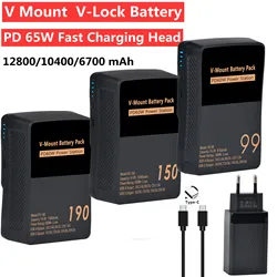 BP-190 V Mount Battery with Charging Head for Canon V-Lock BP Lithium Batteries R5C BMPCC 6K Pro 4K 60P Recording Camcorder