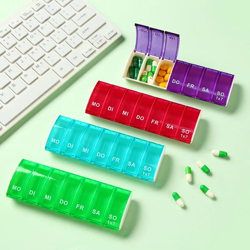 

1pc 7 Days Pill Medicine Box Weekly Tablet Holder Storage Transparent Pill Case Organizer Container Clear Color Splitters Case