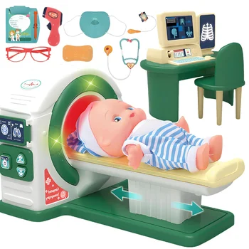 Arzt-Set für Kleinkinder, realistisches Kinder-Arzt-Spielset mit Spielzeugstethoskop, medizinischen Werkzeugen und CT-Scanner, pädagogisches Geburtstagsgeschenk