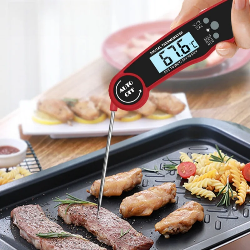 Folding Waterproof Electronic Thermometer Suitable For Measuring Oil Temperature, Water Temperature, Meat, Barbecue, Etc.  NEW